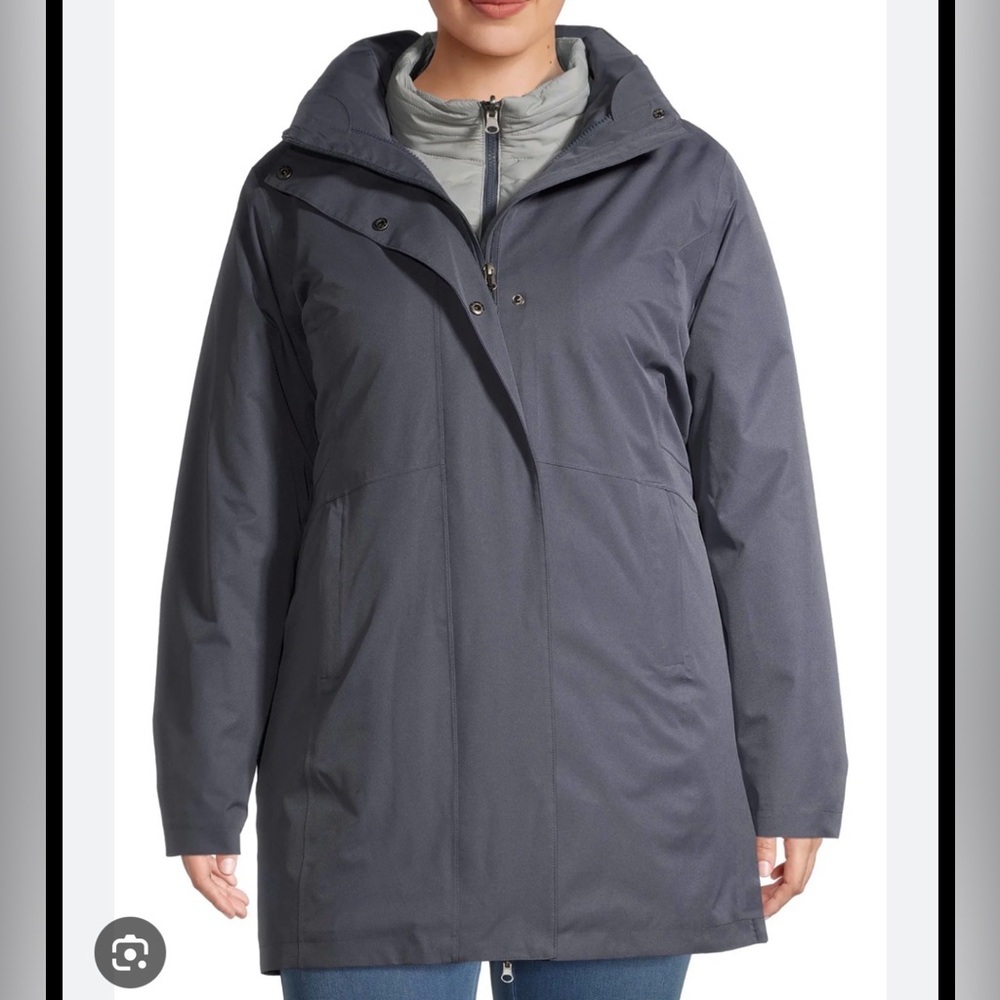 Swiss Tech 3 in 1 Winter Jacket Dark Grey Charcoal Size L (12-14) Womens Coat